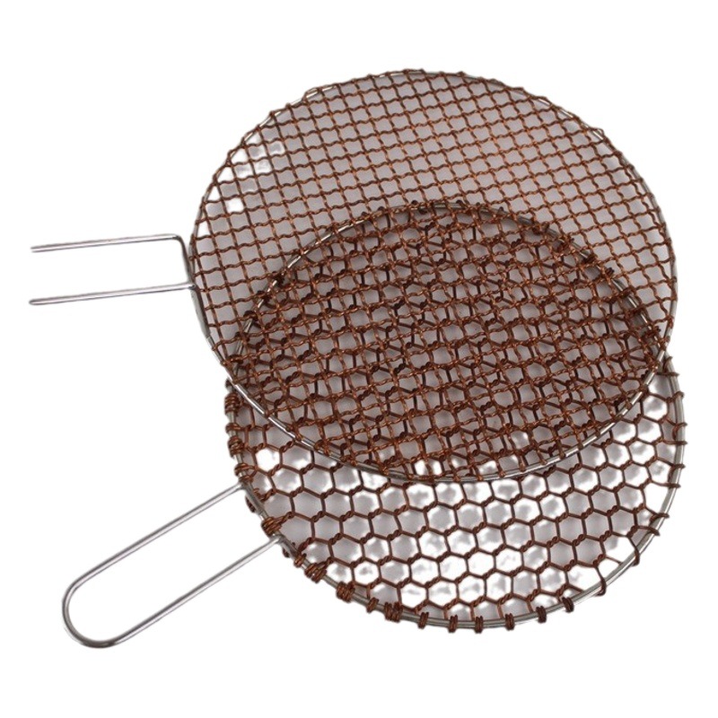 Rejilla para barbacoa, rejilla redonda de cobre engrosada para barbacoa de carbón de autoservicio, rejilla de secado para bandejas, alambre de cobre engrosado.