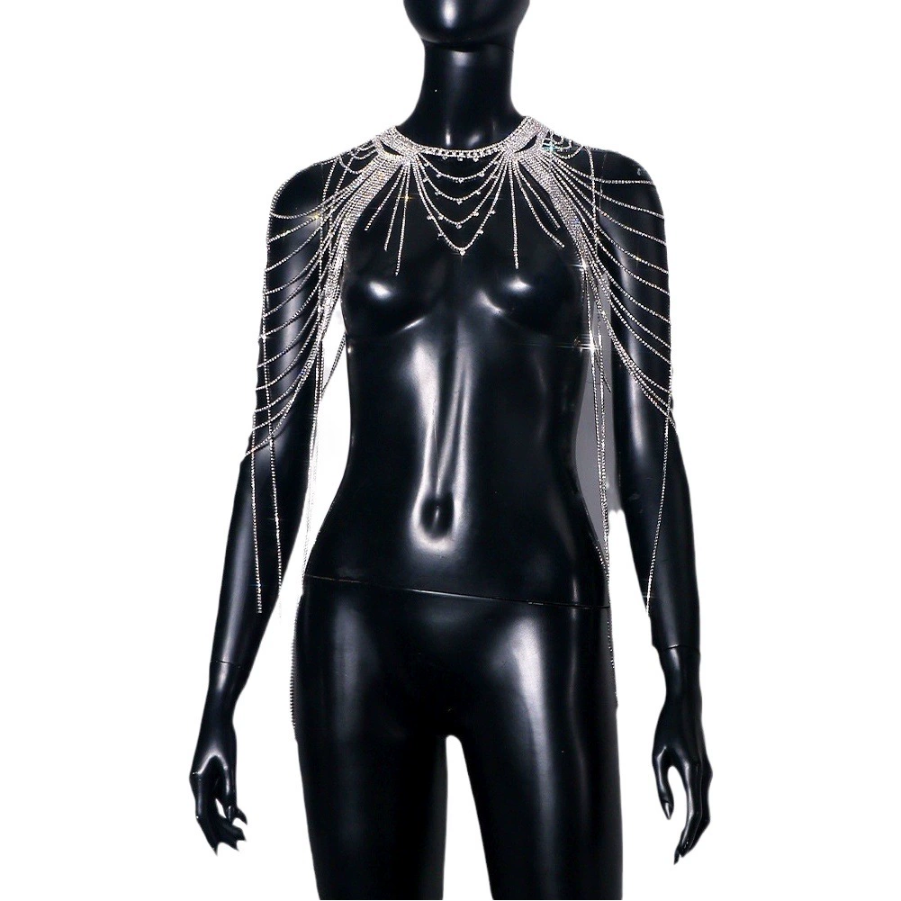 Европейская и американская Сексуальная цепочка на плечо с кисточками со стразами, многослойная шаль со стразами, топ, Женская цепочка на плечо