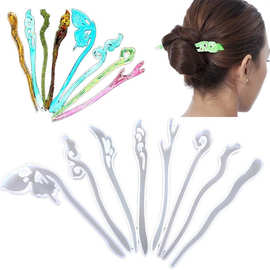 滴胶diy新中式高镜面简约古风发簪簪子头饰树脂硅胶模具 跨境热销