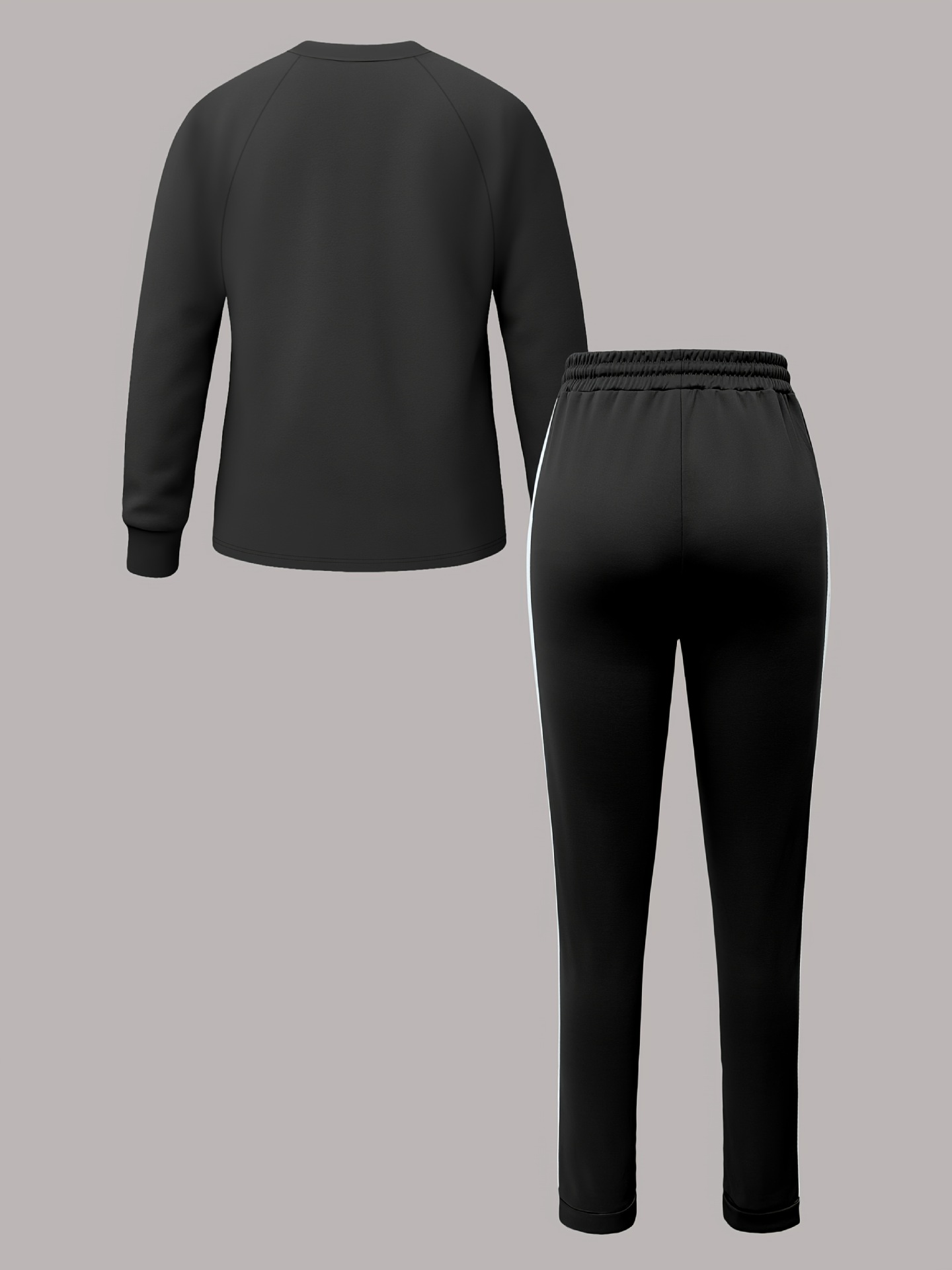 Women's Autumn Winter 2 Piece Set round Neck Long Sleeve T-Shirt High-Waisted Tapered Pants European American Style Casual Outfit_ecoleips.com