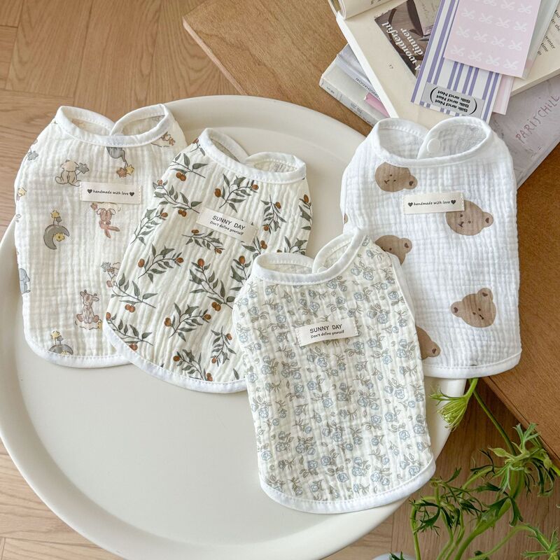 Summer Cotton Cat Clothes Sleeveless Cardigan Gauze Cute Vest Dog Sunscreen Vest Thin Anti-hair