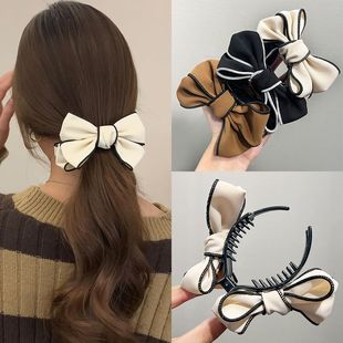 Elegant Design Sense Bow Ball Hair Clip Women's High Sense Disc Hair High Ponytail Grab Clip 2024 New Style Headwear