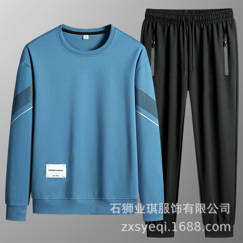 Delgado primavera y otoño deportes casuales de dos piezas juego de cuello redondo de tamaño grande sweaters 8825 guapo