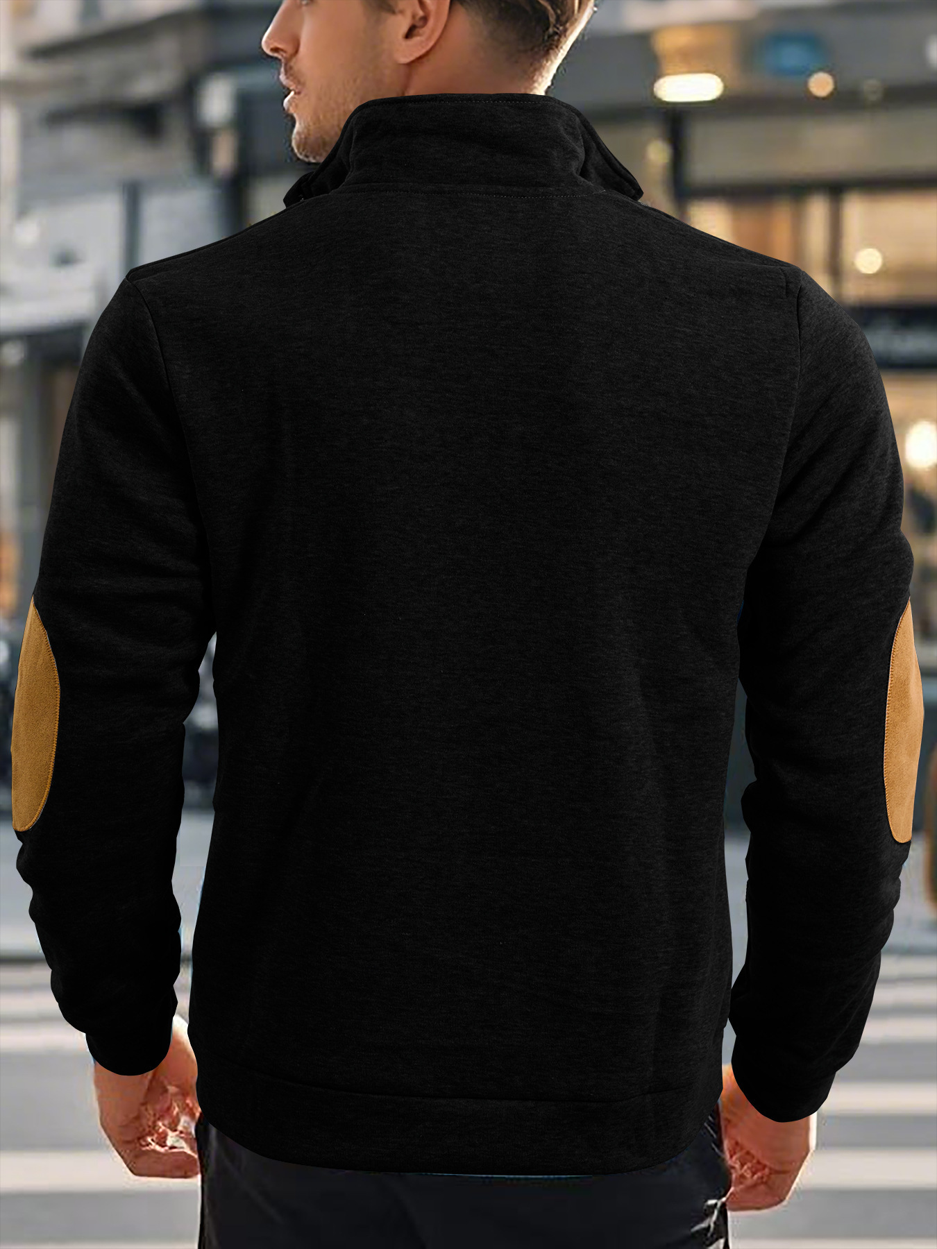 Embroidered Men's Hoodies With Stand Collar And Colour-block Style_voghion.com