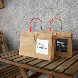 牛皮纸复古手提纸袋挂耳咖啡饼干糖果雪花酥烘焙打包袋常温手提袋