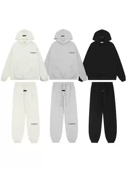 2022Ss New Cross-Border Full Silicone Hooded Sweatshirt with Black Letter Flocking Fog Double Line Essentials Trendy Brand