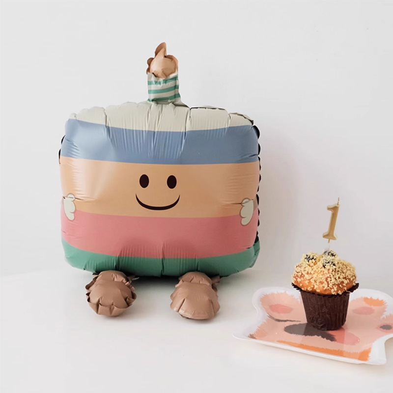 South Korea Vintage Cartoon Sitting Cake Balloon Children's Birthday Baby One Year Old Party Scene Decoration Photo Balloon