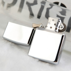 批發廣告創意禮品鏡面金屬白冰光板煤油打火機砂輪激光刻字logo