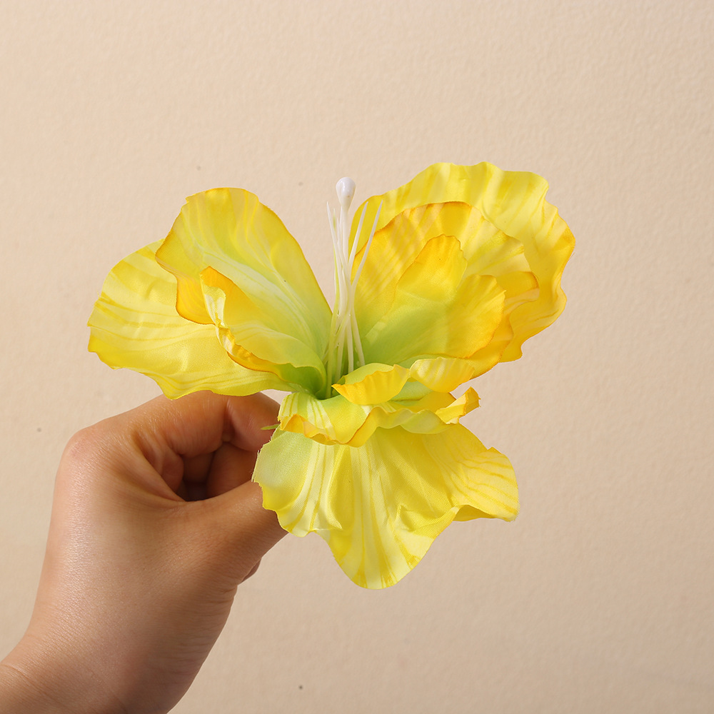 Simulación Alice Iris cabeza de flores multicolor tela de color gradiente flores de boda arreglos de flores DIY accesorios de decoración de ropa