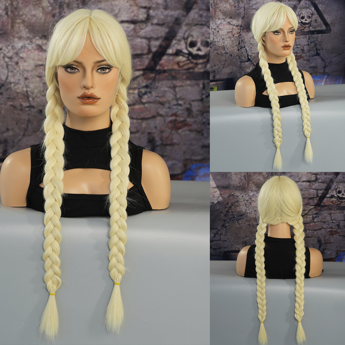 Qi Liu Hai dos trenzas oro blanco