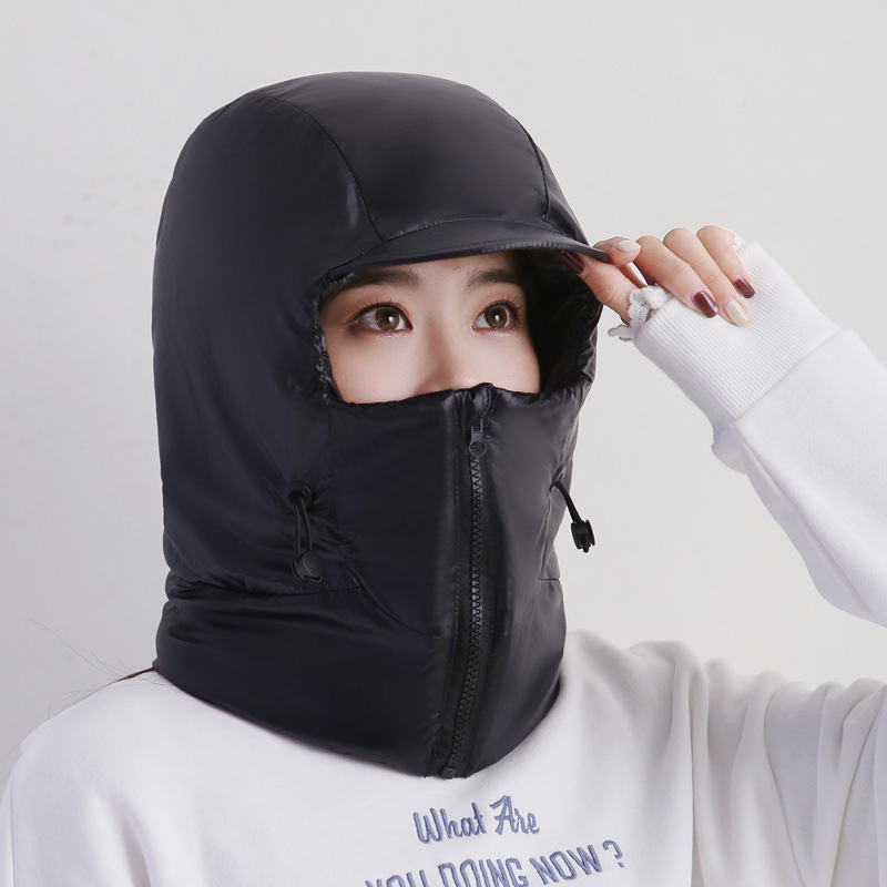 女性用冬用暖かい帽子、電動自転車、顔と耳の保護、首の保護、厚みのある雷峰帽子、屋外用防寒具|undefined