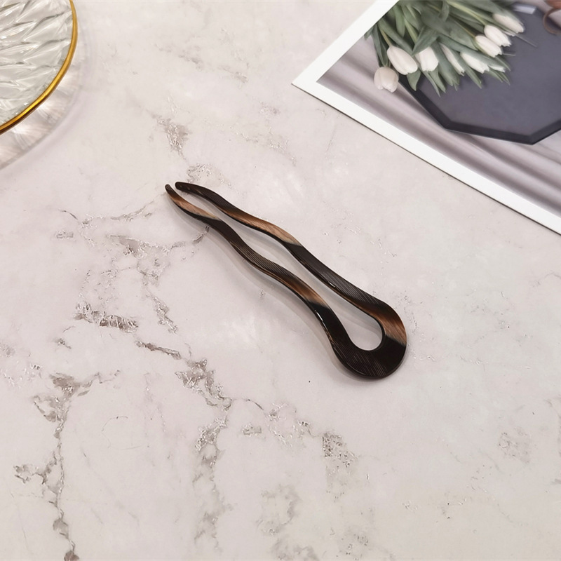 Corea del Sur acetato en forma de U giro horquilla adulto simple elegante palillos hacia fuera decoración pelo accesorios bola cabeza updo