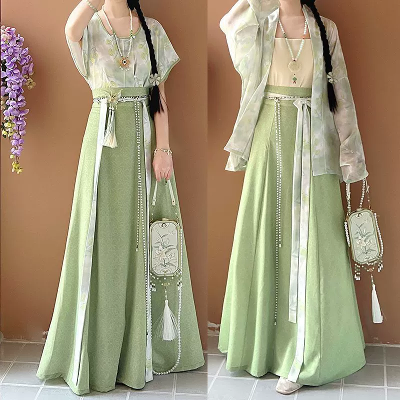 Оригинальная женская одежда династии Хань, новинка 2025 года, летняя одежда династии Сун с улучшенными рукавами в стиле Тан, повседневная рабочая одежда с короткими рукавами, костюм