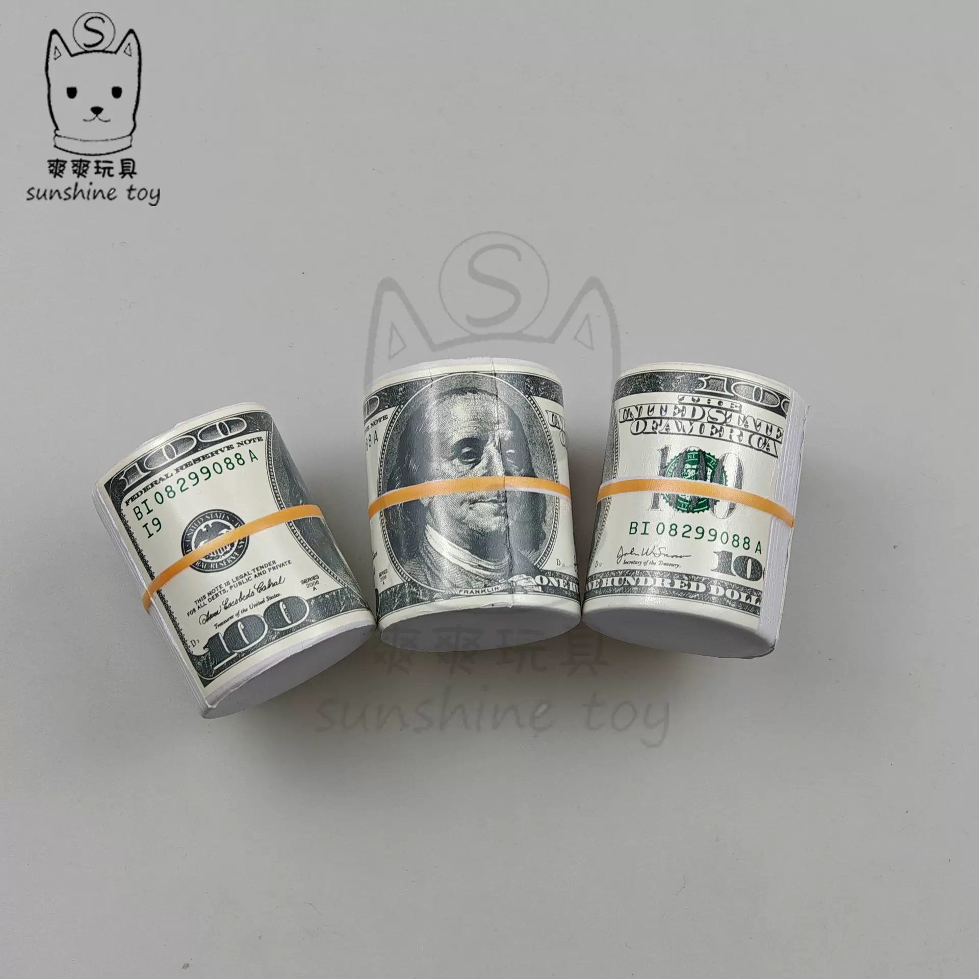 聚氨酯PU美元标识 美金模型 新款PU美金卷 挤压发泄玩具广告礼品