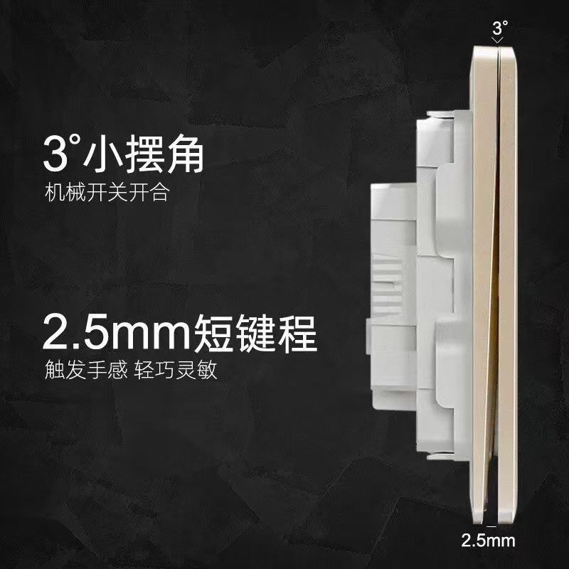 Schneider Zinoro Switch and Socket, Zinoro Gold, 86mm, One-Pole Double Control, Five-Hole Wall Socket with USB and Air Conditioner Socket