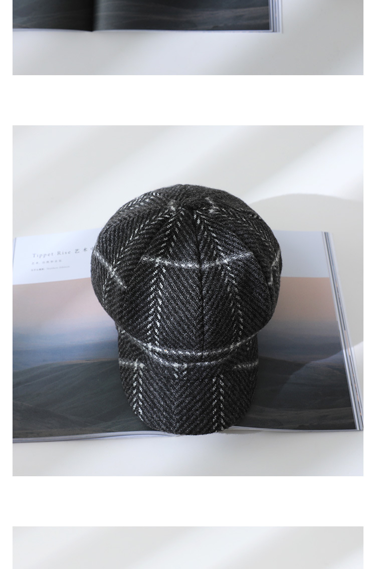 Retro Plaid Octagonal Hat NSKJM104122