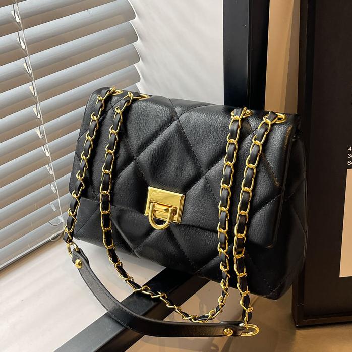 Bolso de cadena de diamond para mujeres 2024 nuevo estilo de moda universal simple bolso cuadrado de alta calidad sensación de tendencia bolso de hombro simple
