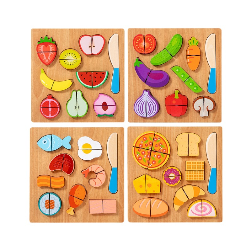 Juguete de madera para cortar frutas y verduras, juego de simulación de cocina, rompecabezas educativo