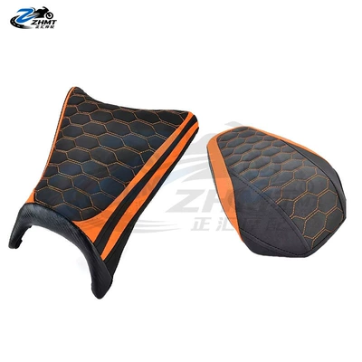 Suitable for KTM390duke front and rear seat cushion modification for lowering, raising, and softening with anti-slip seat pads for 2024-2025 models (Motorcycle cushion) - front-and-back-set-orange-and-black-original-seat-height
