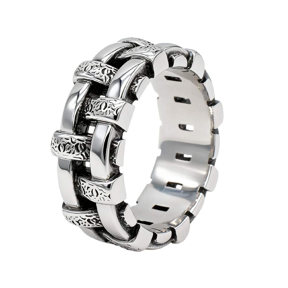 R1669 foreign trade jewelry wholesale European and American personality retro men's titanium steel ring