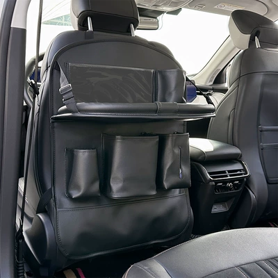 Blue Rain Car Folding Table Board Car Storage Hanging Bag Leather Car Trash Can Multifunctional Dining Table Storage Bag (Car table board) - black-storage-bag-foldable-table