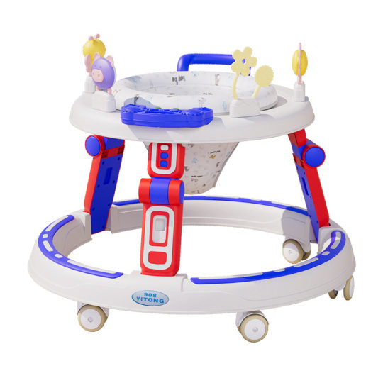 Baby walker anti-O-leg multi-function anti-rollover baby stroller adjustable height toddler toy car