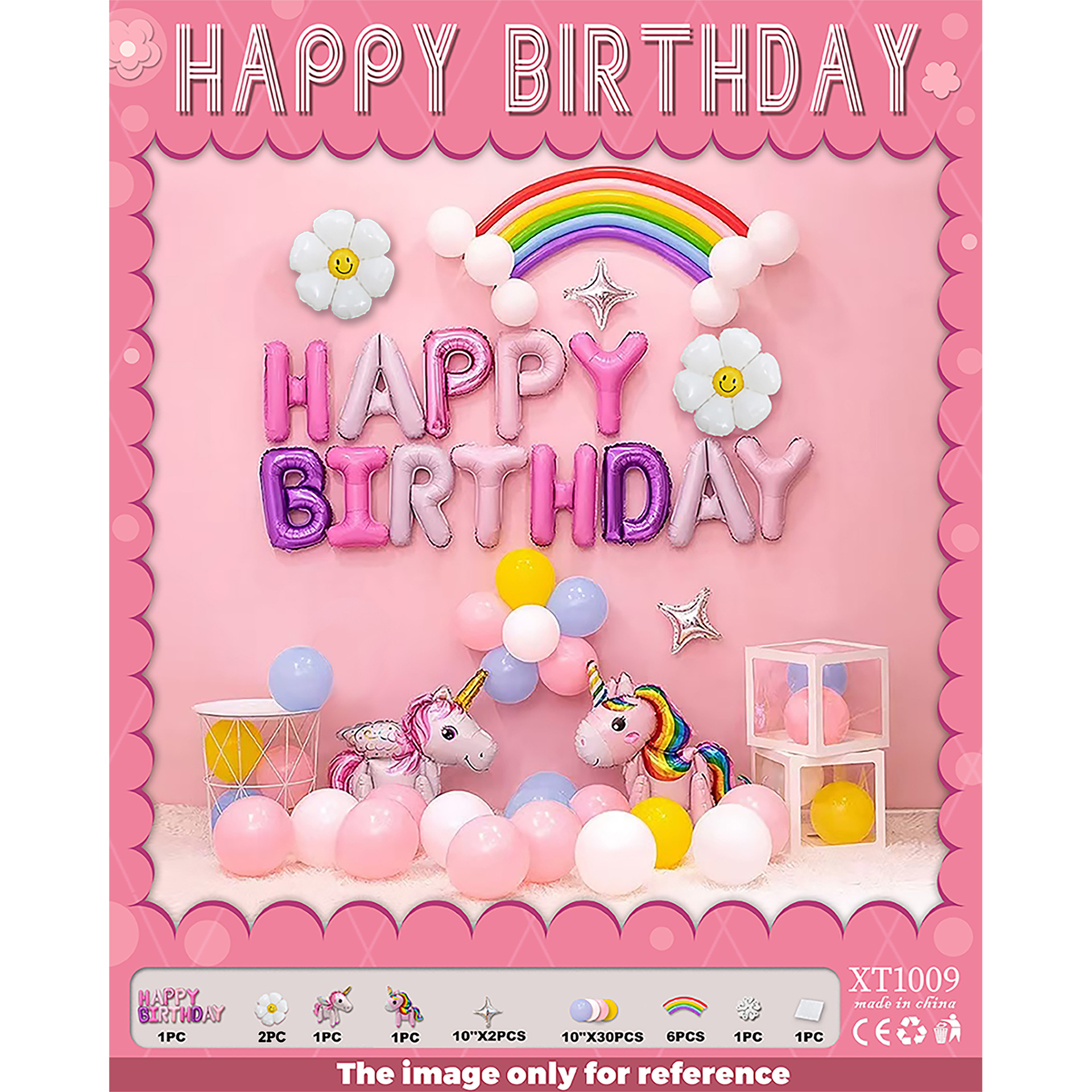 Fiesta de cumpleaños redonda escena diseño decorativo globo traje de juguete para niños globo de aluminio letras y números