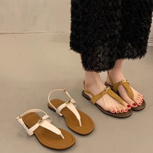 Foreign Trade Flats-Soled Roman Sandals for Women 2025 New Summer Outer Wear with Skirts Seaside Beach Flip-Flops