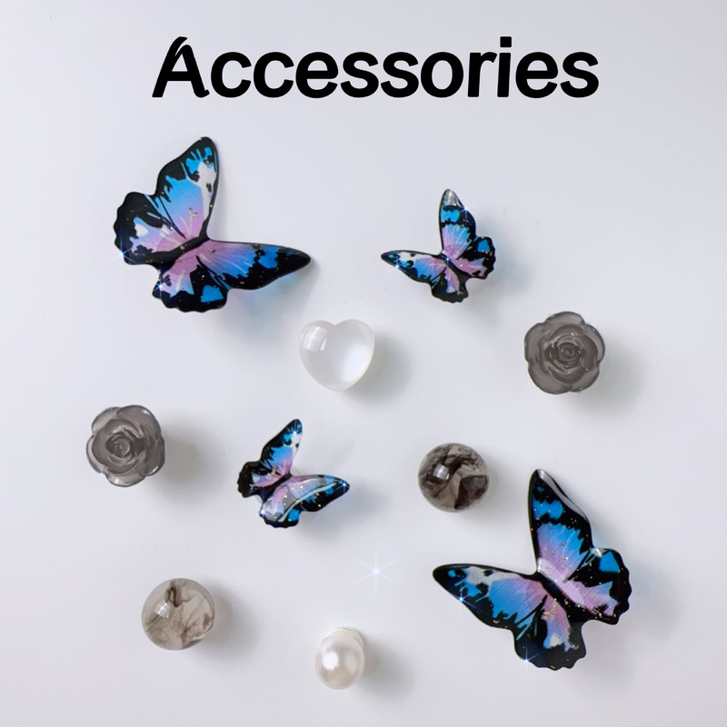 Vintage Blue Butterfly Shoe Accessories, Crocs Shoe Charms, High-End Acrylic Shoe Buckles, Decorative Buckle Accessories