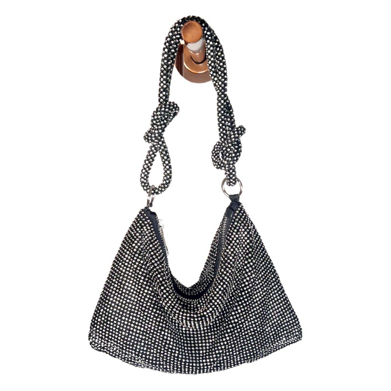 Punto de aluminio transfronterizo diamante incrustado bolso de noche de moda flash anudado rhinestone hecho a mano axila banquete bolso de noche