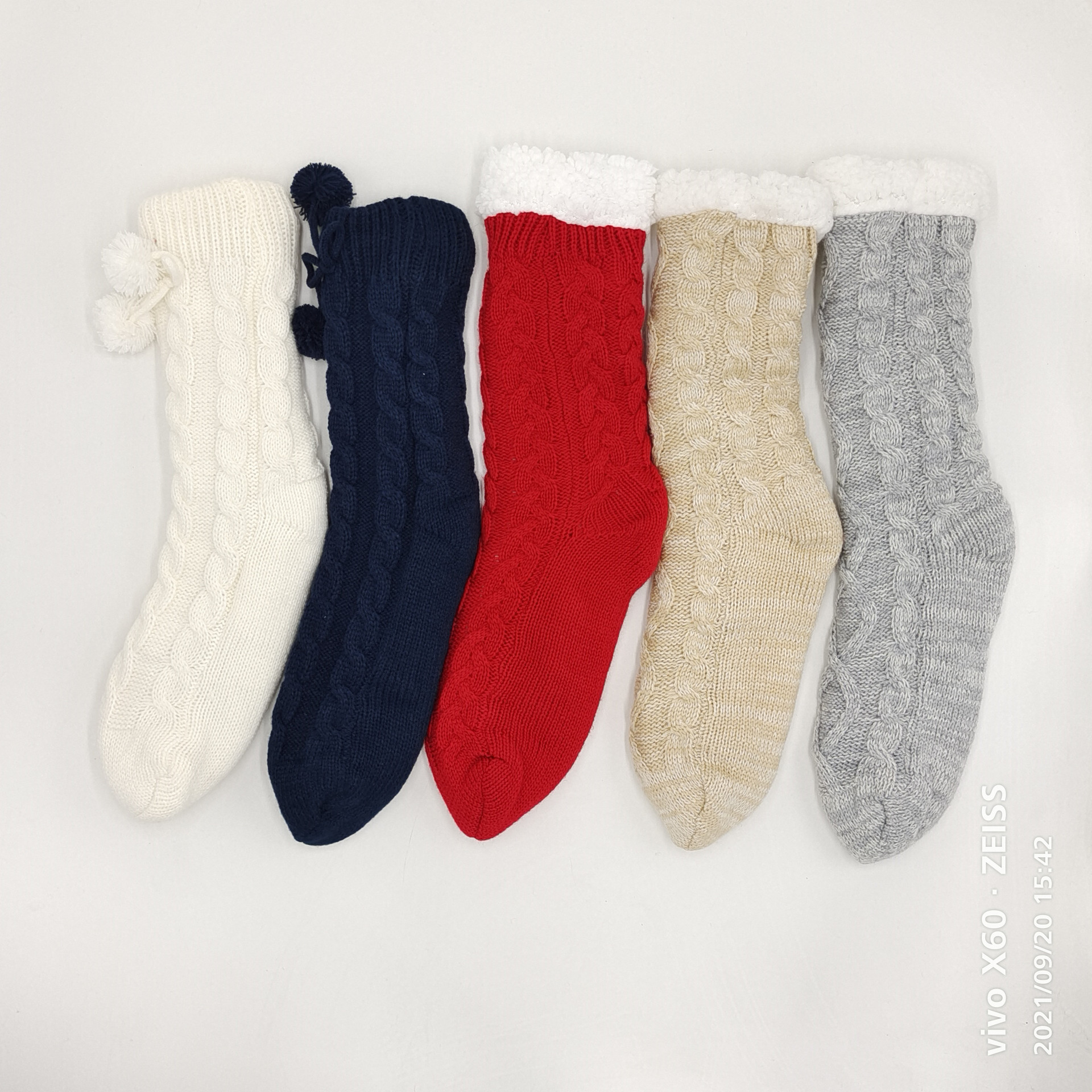 사용자 정의 크리스마스 단색 바닥 양말