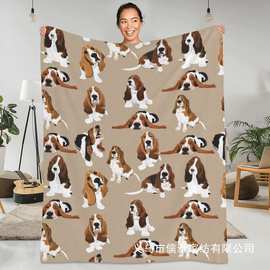 巴吉特猎犬保暖毯棕色狗动物露营扔毯冬季彩色设计法兰绒床罩沙发