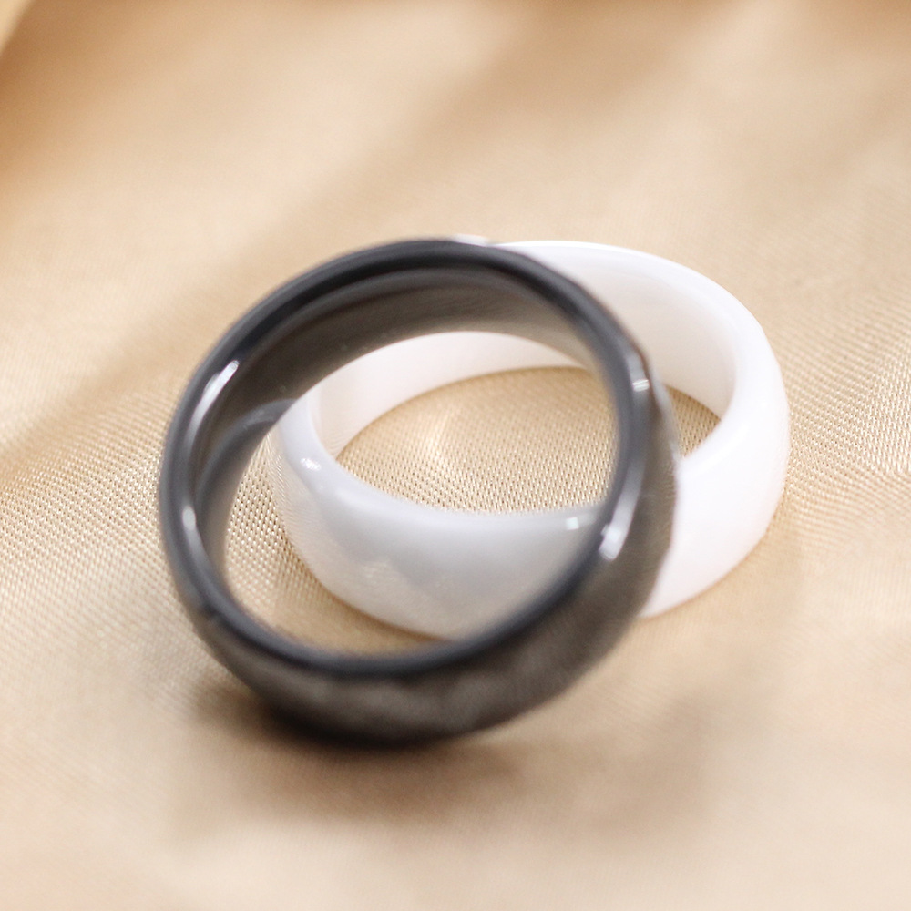 Couple Gender Polishing Design Simple Style Rhombus Ceramics Polishing Couple Rings