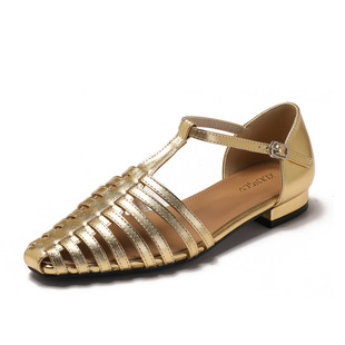 European and American French Retro Roman Sandals for Women's Summer Outer Wear Flats-Bottomed Toe Hollow Woven Pig Cage Shoes for Women H833-2