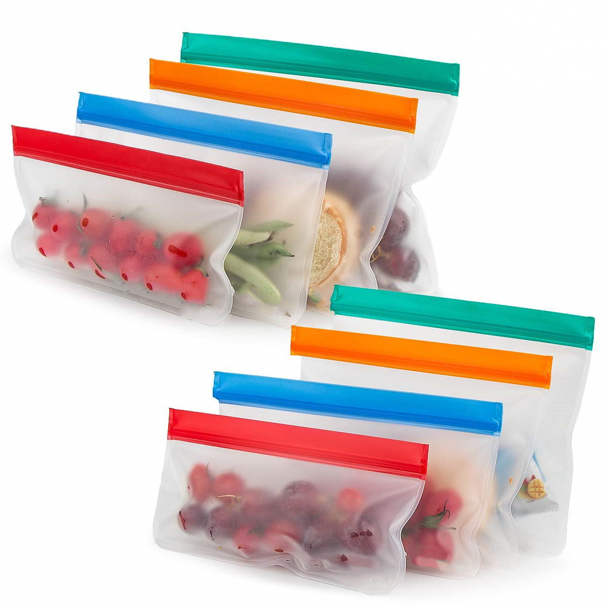 批发BPA FREE 厨房磨砂保鲜食品peva袋冰箱收纳袋密封储存袋