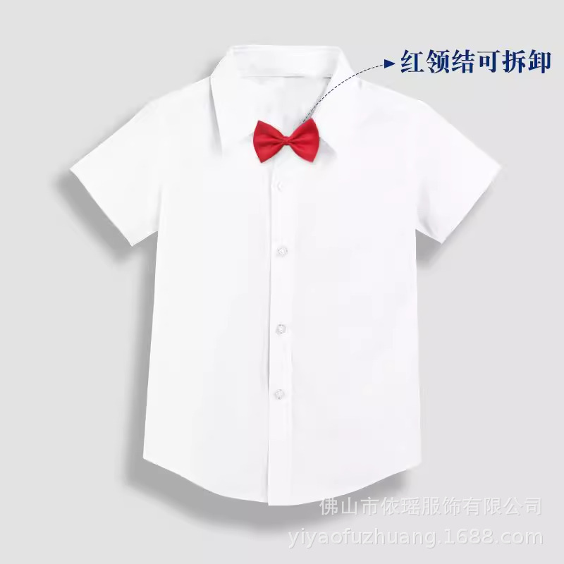 子供服の男の子の白い長袖のシャツの中で大きい子供の春夏のタイプの学生はシャツの子供の制服の15歳の半袖を演じます。|undefined