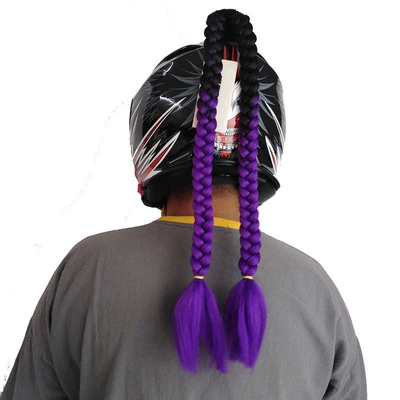Motosiklet dəbilqələri: Riding Helmet Accessories - black-and-purple-stitching