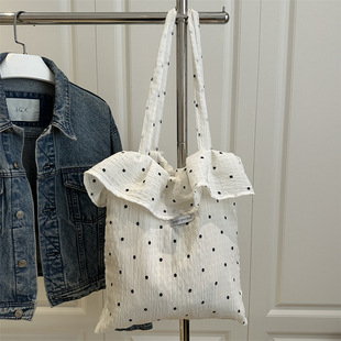 2025 Spring and Summer New Wave Dot Shoulder Bag Distinctive All-match Large Capacity Handbag Fashionable Commuter Bucket Bag