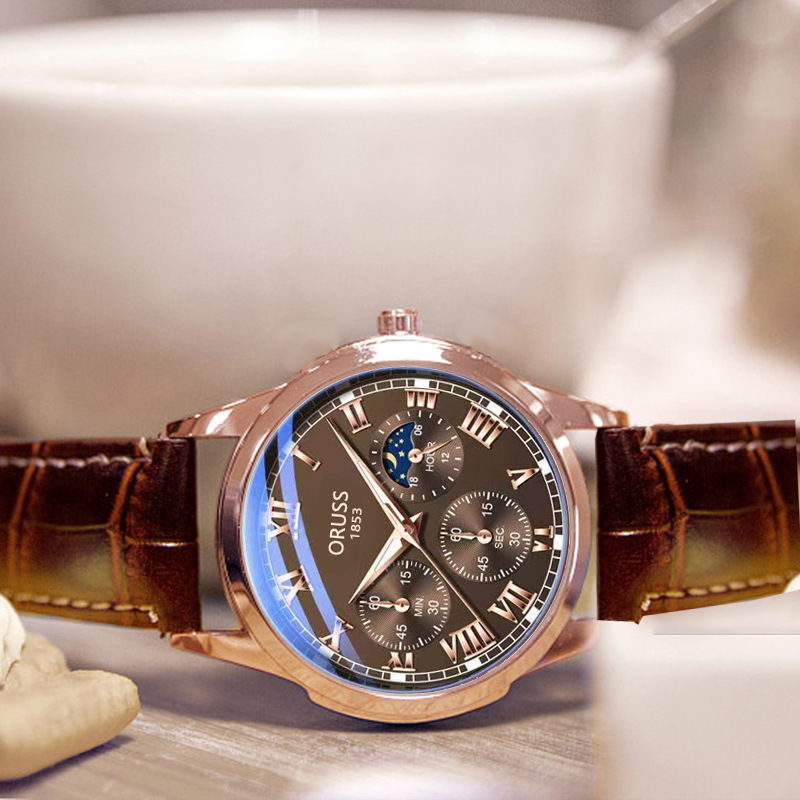 Fashion trend luminous cross-border watch men's brand high-end belt student watch waterproof running quartz watch Fashion trend luminous cross-border watch men's brand high-end belt student watch waterproof running quartz watch