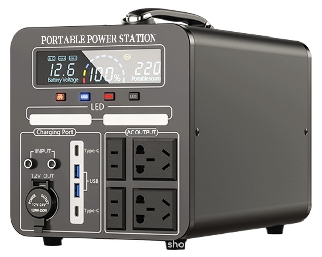 Fuente de alimentación exterior de 500W, almacenamiento de energía solar portátil, estación de energía portátil con inversor de 220V