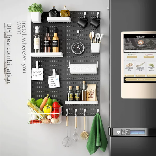 Hole board kitchen wall-mounted storage rack thickened wall-mounted combination storage punch-free hole board accessories storage rack