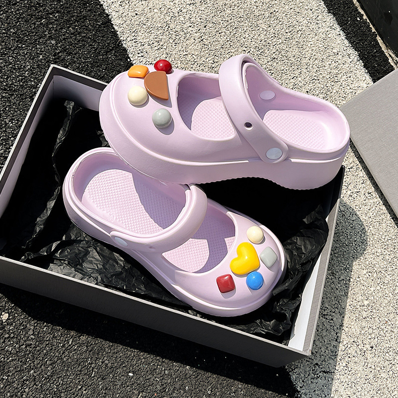 2025 New Mary Jane Slippers Women's Summer Outerwear DIY Thick-Soled Crocs Baotou Half-Flop Sandals 2025 New Mary Jane Slippers Women's Summer Outerwear DIY Thick-Soled Crocs Baotou Half-Flop Sandals