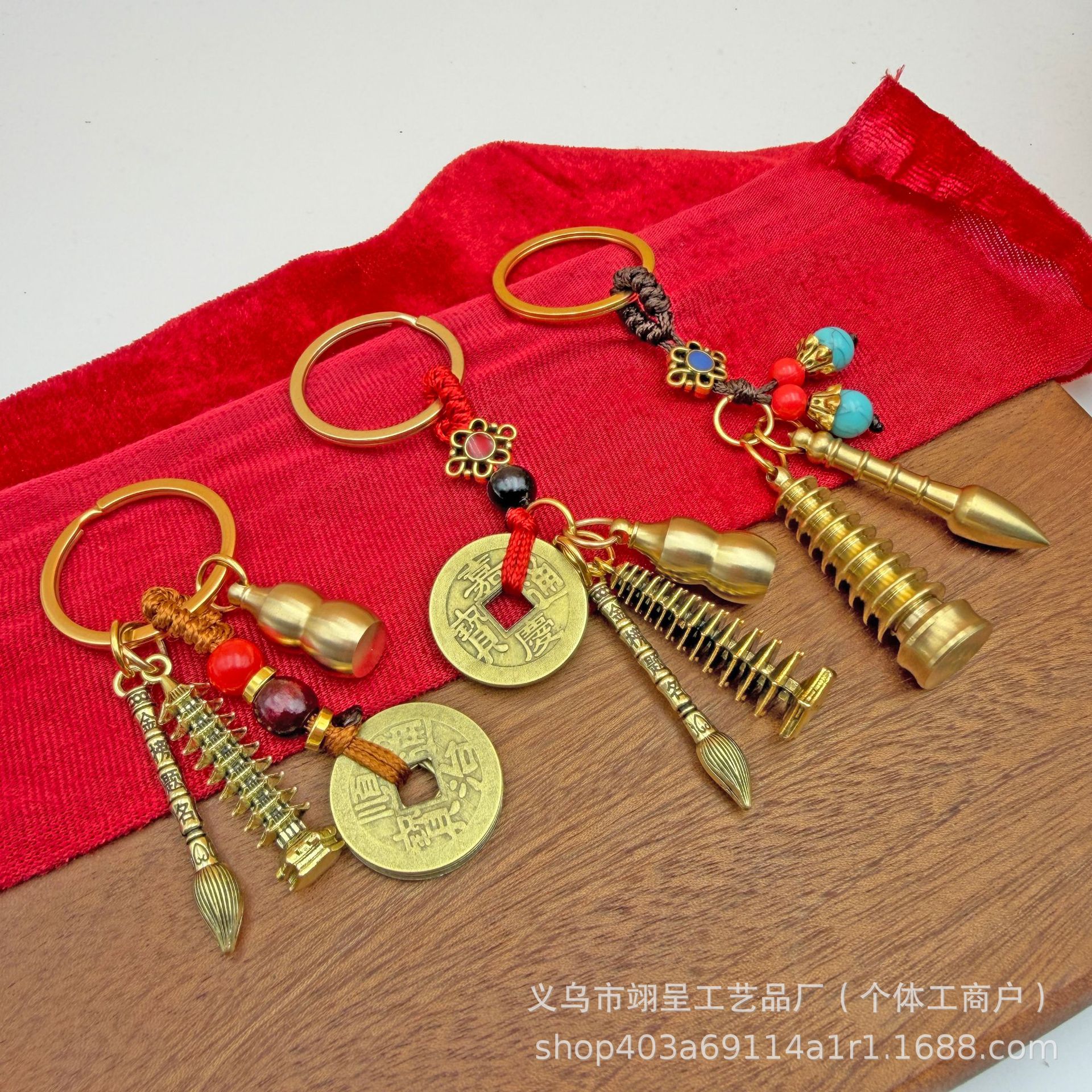 纯黄铜文昌塔文昌笔钥匙扣挂件状元塔状元笔中高考学生礼品小挂饰
