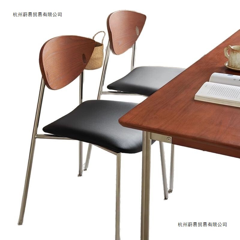 中古风实木家用餐椅可叠放轻奢靠背椅咖啡厅休闲餐桌椅设计师椅子|undefined