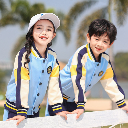 School uniform for primary school students, spring and autumn set, college style class uniform set, children's kindergarten uniform, three-piece sports suit for spring