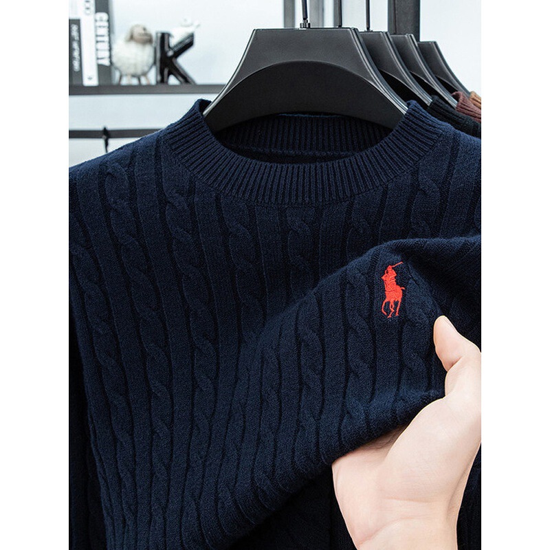 Paul Autumn and Winter Men's Wool Knitwear Round Neck Pullover Thickeneded Rhombus Long-Sleeved Knitwear Knitwear Bottoming Cashmere Knitwear