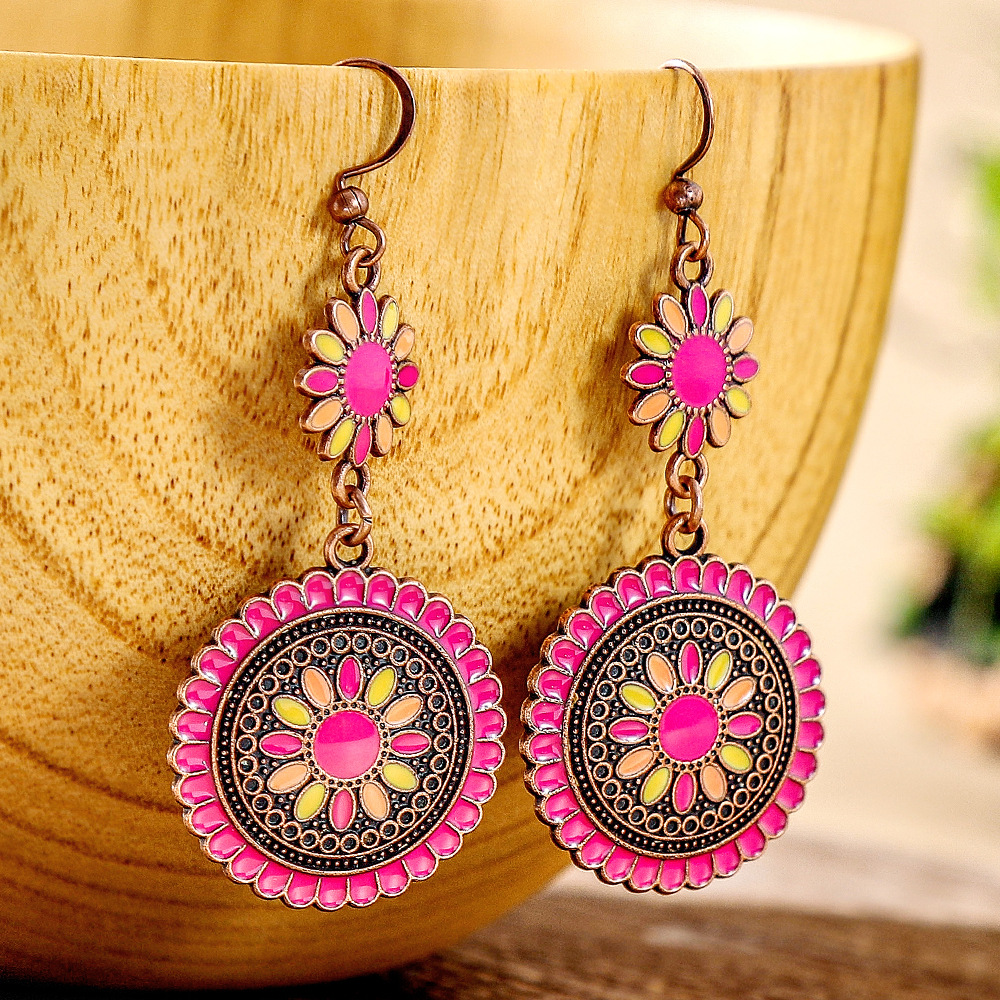 14g Weight Alloy Ear Needle Material Drop Earrings Classification 1 Pair Quantity Daily, Street Occasion Zinc alloy Material Geometric Pattern All Seasons Season Women's Gender Polished Finish Retro Style 1 Pair Retro Geometric Zinc Alloy Drop Earrings 6