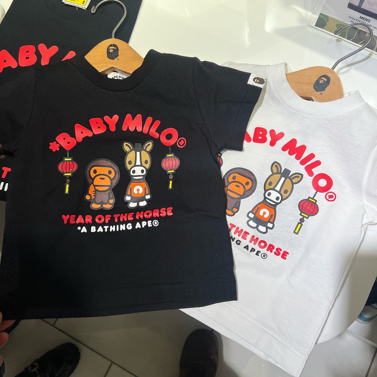 长期有bapekids日本潮牌童装12/27马年限定小猿人短袖T恤90-1