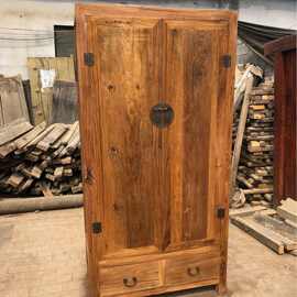 老榆木门板家用收纳衣柜衣帽间组合双开门大衣柜批发衣物整理柜