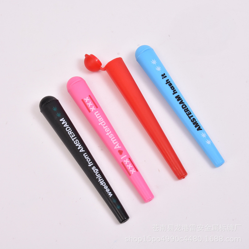 跨境热卖烟纸管喇叭管迷你便携式塑料翻盖密封烟管防潮喇叭管带盖